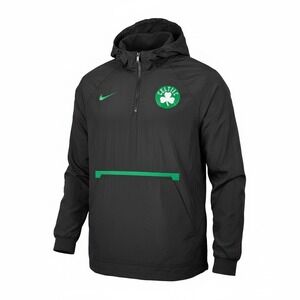 Nike Boston Celtics NBA Hooded 1/4 Zip Windbreaker Jacket Black Green Mens Large